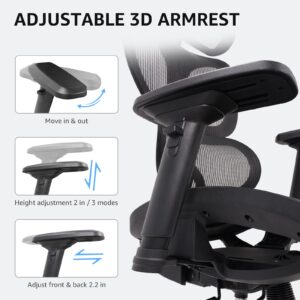 Ergonomic Office Chair with Lumbar Support, Rolling Desk Chair with 3D Adjustable Armrest Lumbar Support, Big and Tall Office Chair, Executive Swivel Chair, Wide Office Chair, 375LBS, Black