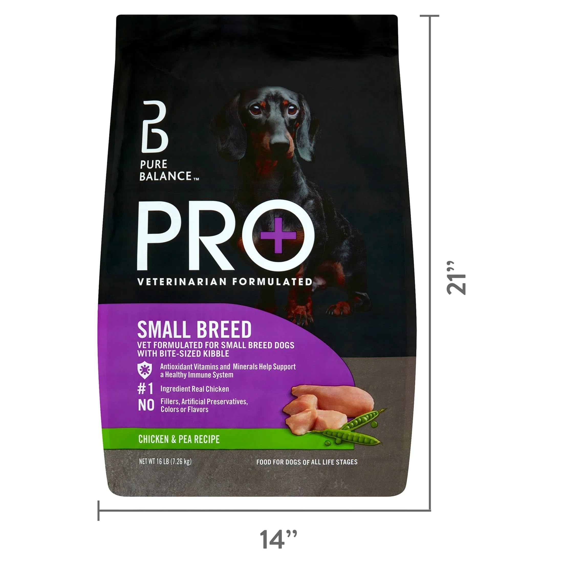 P.Balance Pro+ Small Breed Chicken & Pea Recipe Dry Dog Food, 16 lbs Pack of Two