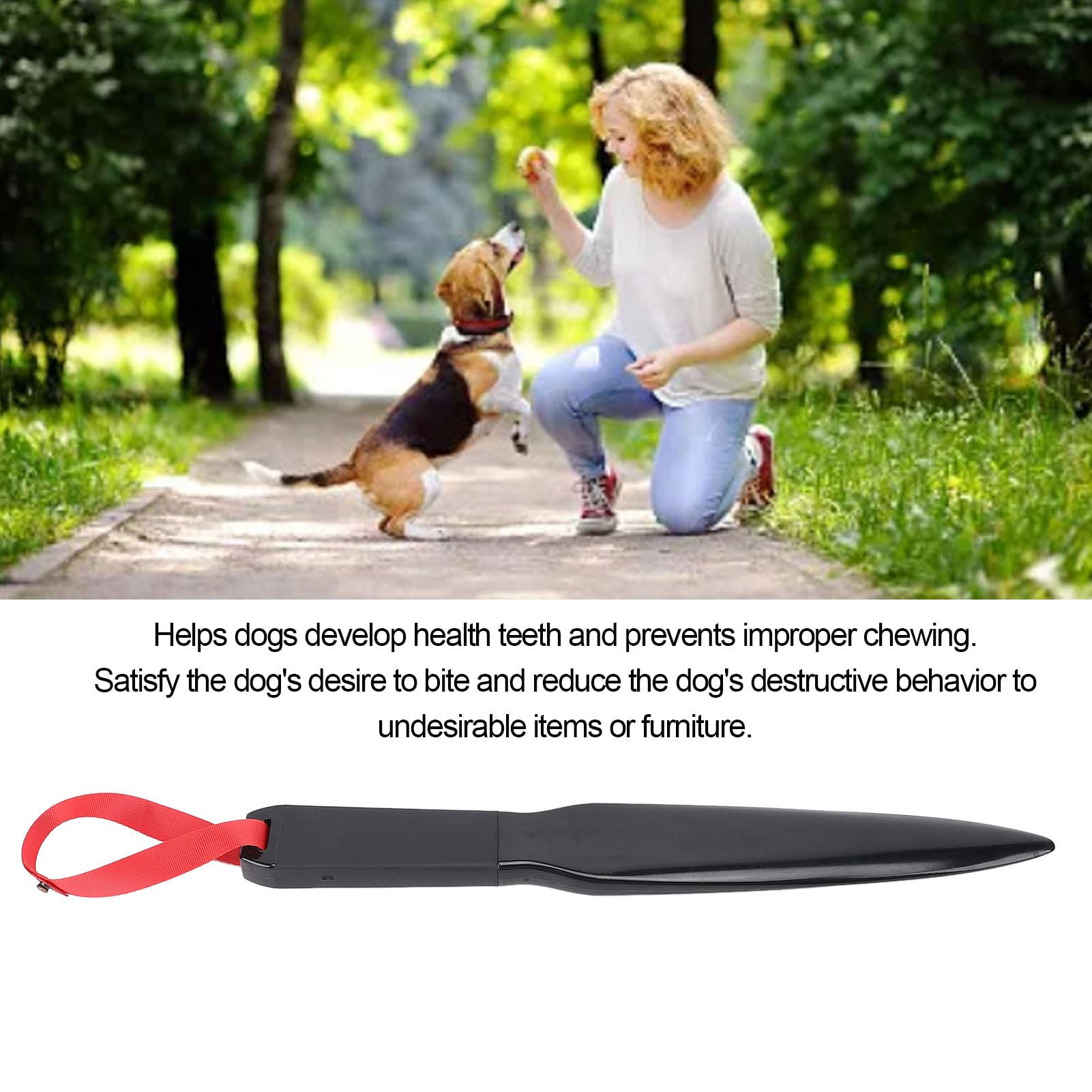 Pet Mouth Training Stick, Large Breed Dog Bite Training Stick with Nylon Rubber, Pet Mouth Training Stick for Dental Health, Promotes Proper Chewing Habits (Black Handle Red