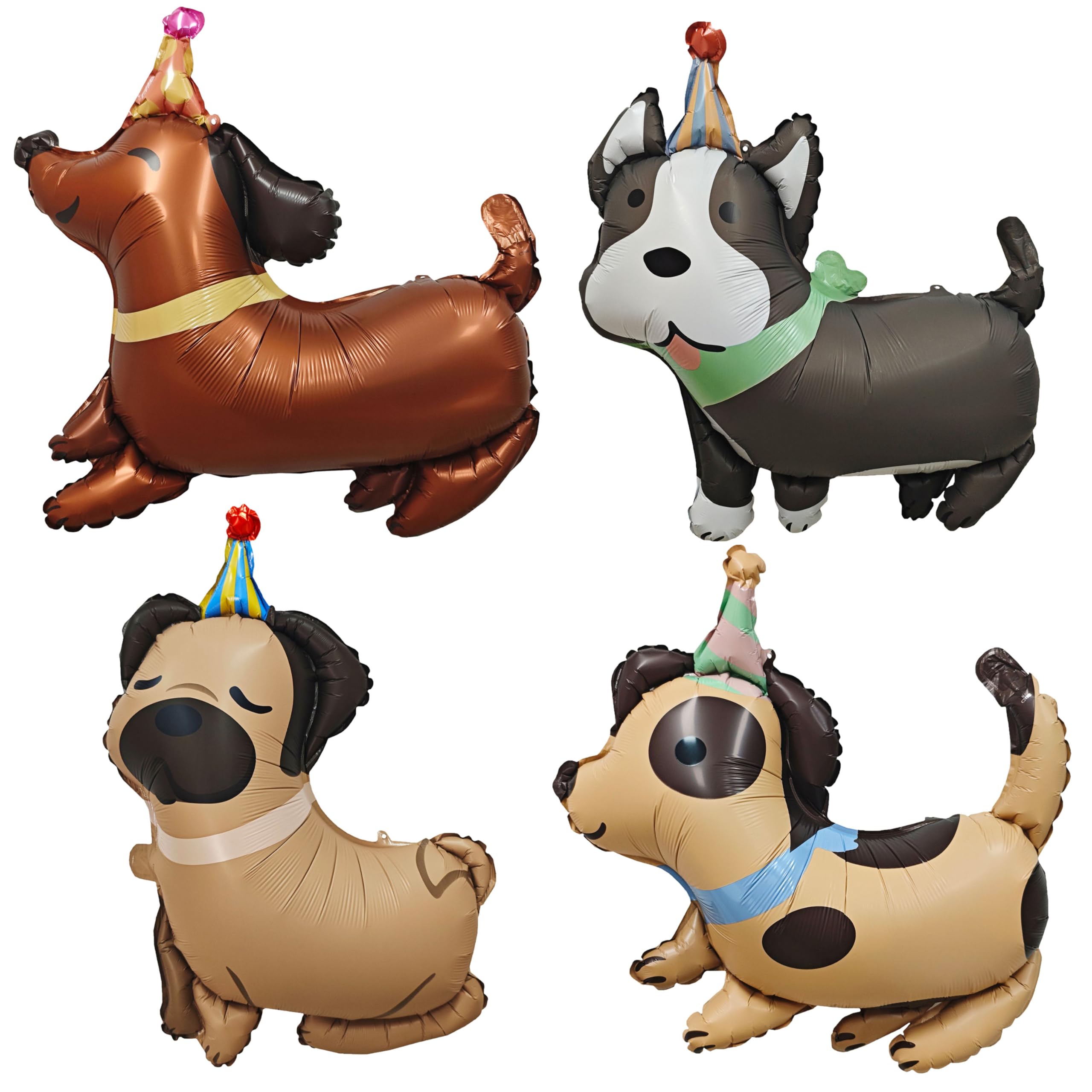 4PCS Animal Dog Balloons dog birthday balloons Pet Dog Balloons Cute puppy Foil Mylar Balloons for Kids Gift dog themed birthday Baby Shower Pet party decorations