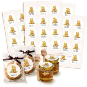 weecutes® winnie baby shower decorations sticker gift the pooh a little yummy for your tummy honey jar labels birthday party favors food tags (48 pcs)