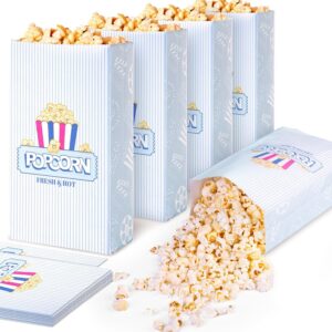 upgrade paper popcorn bags flat bottom 2 oz 50 pack - vintage style popcorn bags individual servings - small popcorn bags for party home movie night carnival - disposable popcorn machine supplies