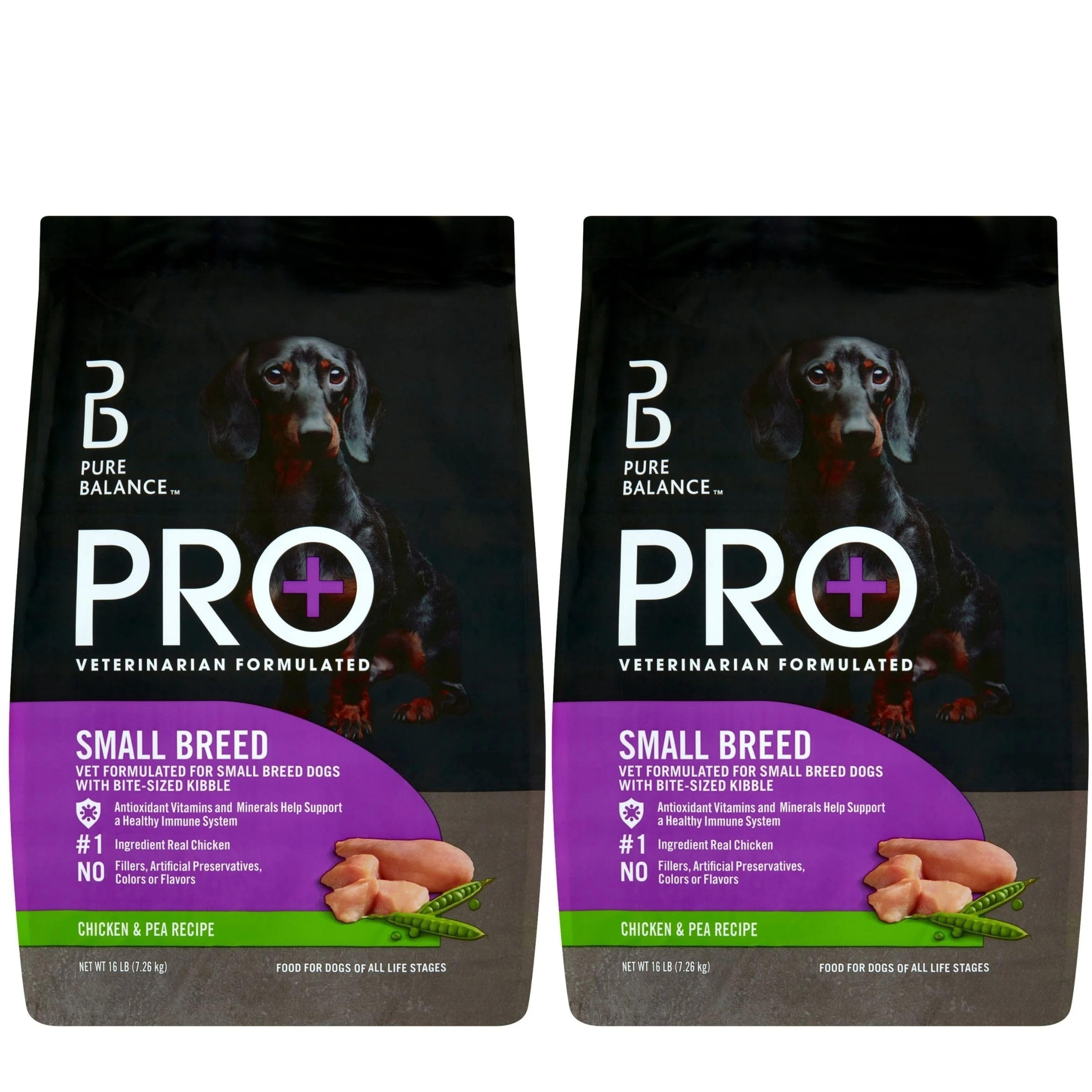 P.Balance Pro+ Small Breed Chicken & Pea Recipe Dry Dog Food, 16 lbs Pack of Two