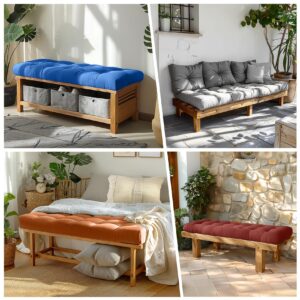 mudilun Custom Bench Cushion Non-Slip Bench Cushions for Indoor/Outdoor Furniture Waterproof Patio Furniture Cushions