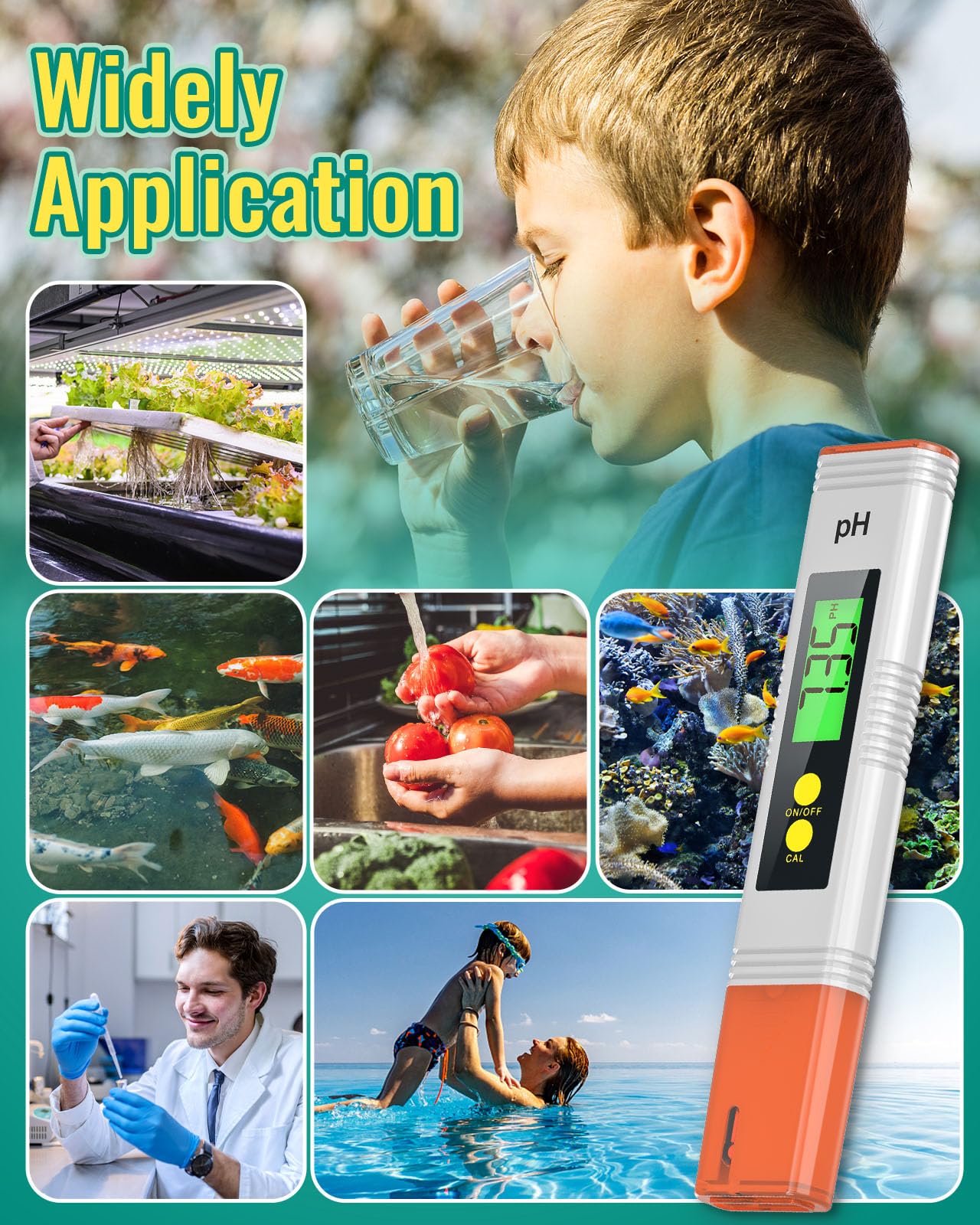 PH Meter for Water, PH Tester 0.01High Accuracy Water Quality Tester with 0-14 PH Measurement Range, PH Meter for Household Drinking, Pool, Aquarium, Aquaculture, Lab, Beer Brewing & Wine