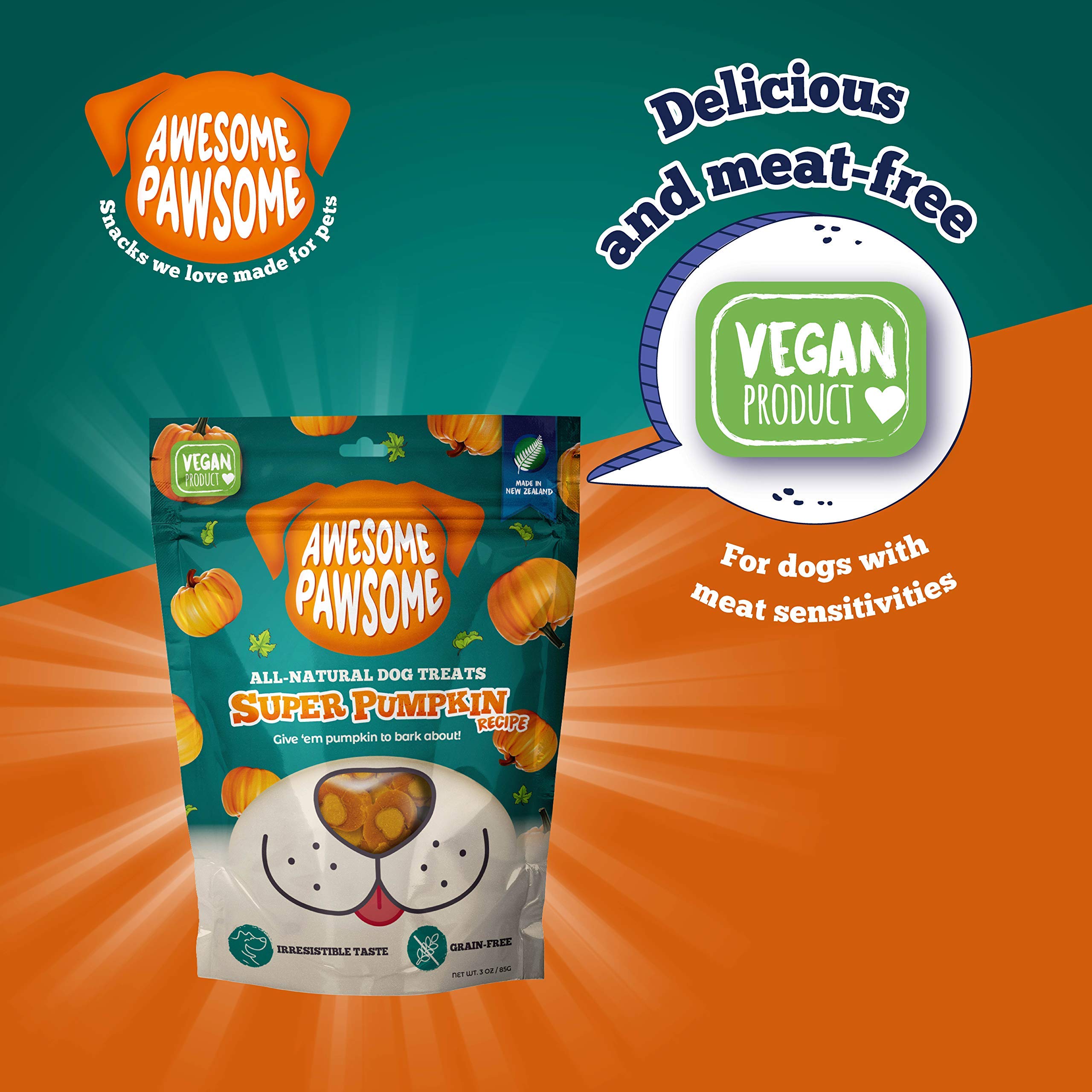 Addiction Zen Vegetarian Dog Food & Awesome Pawsome Super Pumpkin Vegan Treats Bundle, Plant-Based Dog Food and Treats, Made in New Zealand, for Sensitive Dogs