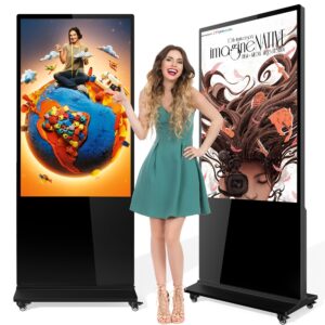 antfraer 55inch digital signage floor-standing 4k digital signage kiosk, touch screen totem for indoor lcd advertising display, android 11.0 os with wifi & hd inputs digital signage displays