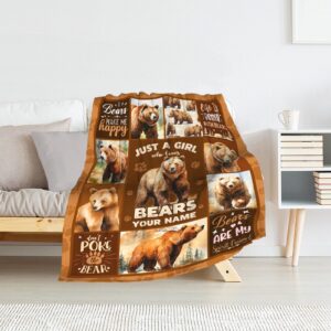 PUREGIFTS Personalized Blanket Gift for Boys - 30 x 40 Inches Cartoon Bear Throw Blanket for Kids - Warm Cozy Blankets for Sofa, Lap & Office