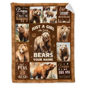 puregifts personalized blanket gift for boys - 30 x 40 inches cartoon bear throw blanket for kids - warm cozy blankets for sofa, lap & office