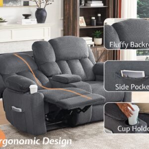 Jocisland Recliner Couch, Recliner Loveseat with Cup Holders, Console with Charging Socket, Comfy Reclining with Dual Wingback for Living Room(Grey)