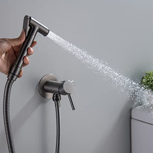 LXPYMXDP Taps, Toilet Sprayer, Wall Mounted Hot and Cold Bidet Taps, Handheld Nappy Sprayer Kit