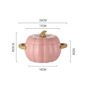 Pumpkin Dutch Oven with Lid and Handles, 1.59 qt Ceramic Pumpkin Cooking Pot Enamel Pot Soup Pot, Pumpkin Pottery Dessert Saucepan, Baking Soup Bowl, Halloween Thanksgiving Fall Harvest