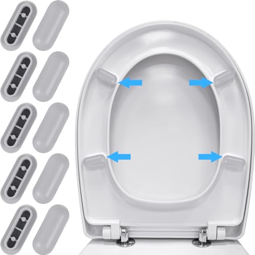 SOESFOUFU 10pcs Toilet Gasket Toilet Seat Bumpers Bathroom Toilet Seat Spacer for Bidet Toilet Seat Pads Bidet Bumpers Toilet Lifter Toilet Lid Bumpers Toilet Lid Bumper Spacers Plastic Grey