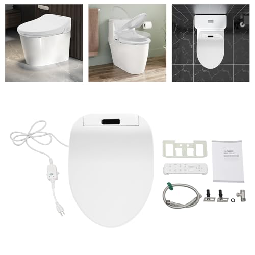 Electric Bidet Toilet Seat, Heated Toilet Seat with Remote Control Electric Smart Heated Seat with Multiple Cleaning Modes LED Light LED Display Quiet Operation