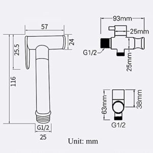 ifgswopq Toilet Jet Spray Portable Bidet Shower Set Handheld Bidet Sprayer for Toilet Spray Attachment with Hose Cold Water Brass G1/2" Valve Toilet Sprayer,Grey (Black)