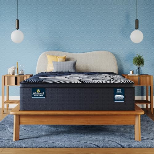 Serta Perfect Sleeper X - Max 15" Plush Pillow Top Queen Quilted Hybrid Mattress - 5 Support Zones and Cooling Tech for a Restorative Sleep - 100 Night Trial, CertiPUR-US Certified