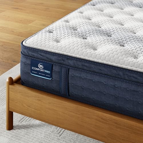 Serta iComfortPro - Dartmouth 15" Plush Pillow Top Queen Latex Foam Mattress - Cooling System, 5 Support Zones, and Responsive Latex Foam - 100 Night Trial and CertiPUR-US Certified