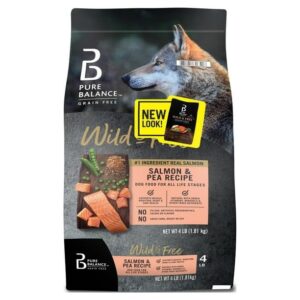 fynori wild & free salmon & pea recipe dry dog food, grain-free, 4 lbs, natural with added vitamins, minerals, and other trace nutrients