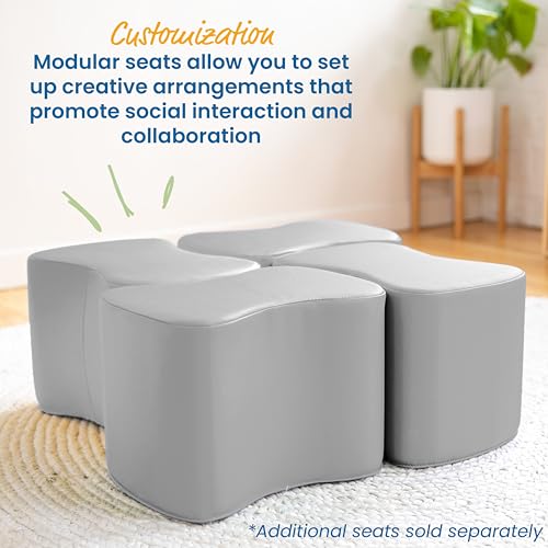 ECR4Kids SoftZone Toddler Modular Stool Set, Flexible Seating, Grey, 2-Pack