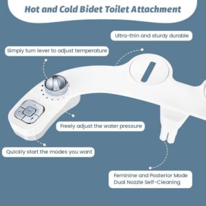 ifgswopq Bidet Attachment for Toilet Warm Water Hot Cold Non-Electric Pressure Sprayer Nozzle Control for, Uniform Size, lingsad-0236 (D Uniform Size)