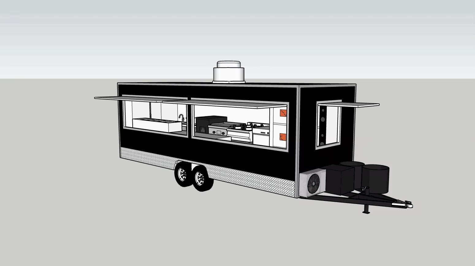 14.7FT MOBILE FOOD TRAILER, STREET FOOD TRAILER WITH CONCESSION WINDOW ATTRACTIVE FRONT DISPLAY, FULLY EQUIPPED FOR VENDING ON STREET FOR SALE