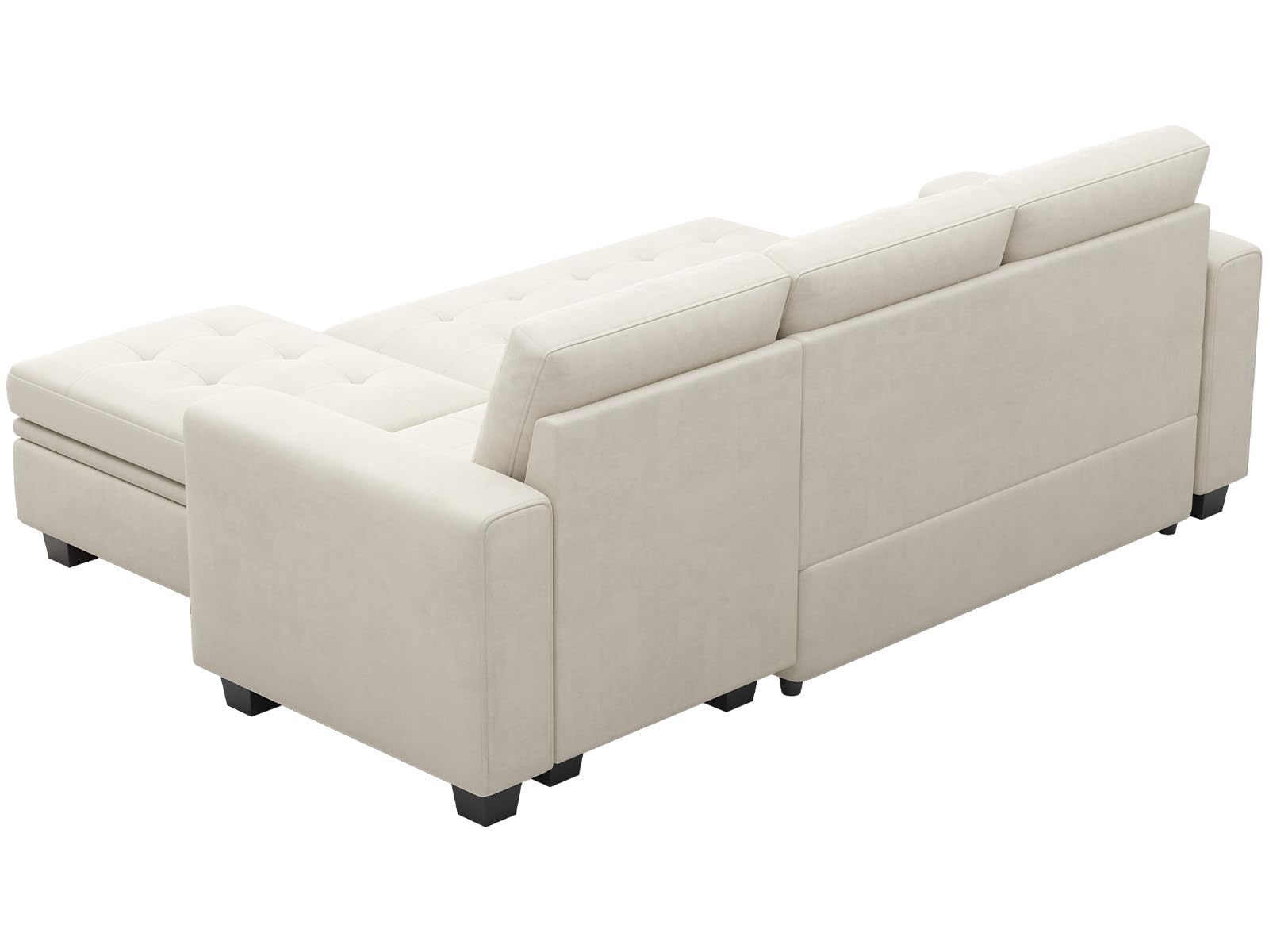 Belffin Secitonal Sleeper Sofa with Pull Out Couch Bed Modular Sectional Sofa with Storage Couch Velvet L Shaped Couch Sleeper Sofa Bed Beige