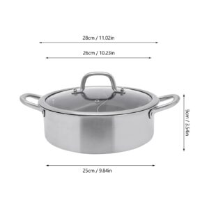 Stainless Steel Hot Pot with Divider,Pot with Glass Lid, Hot Pot with Spoon/Leaky Spoon for Kitchen Cooking Hotels Restaurants Home