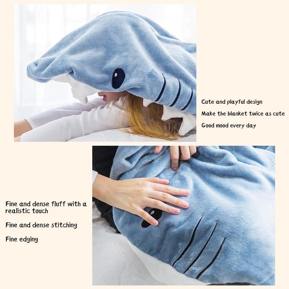 Shark Blanket Hoodie Onesie Adult & Kid, Wearable Shark Blanket, Shark Sleeping Bag, Flannel Soft Cozy Shark Onesie Costume (M)