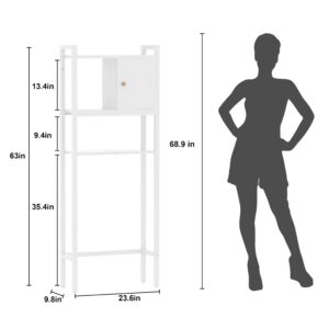 Over The Toilet Storage, 3 Tier Bathroom Organizer, Storage for Free Standing Wood Cabinet, Multifunctional Above Toilet Storage，White