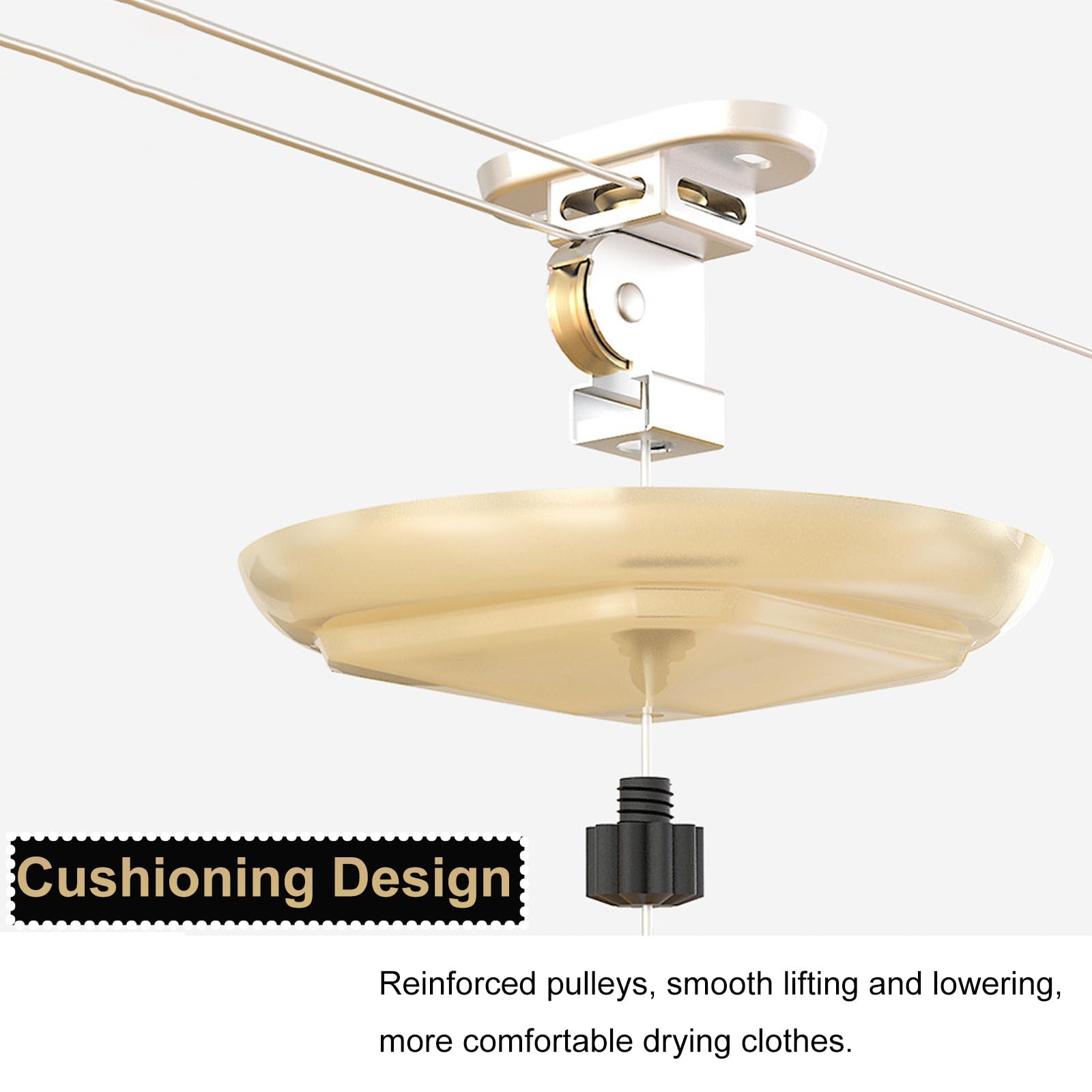 ZGGJZKV Ceiling Mounted Type Drying Clothes Rack for Home, Balcony Hand Cranked Lifting Airer, 78.8 Inches Long Three Poles Aluminium Alloy Clothing Dryer, Champagne Gold