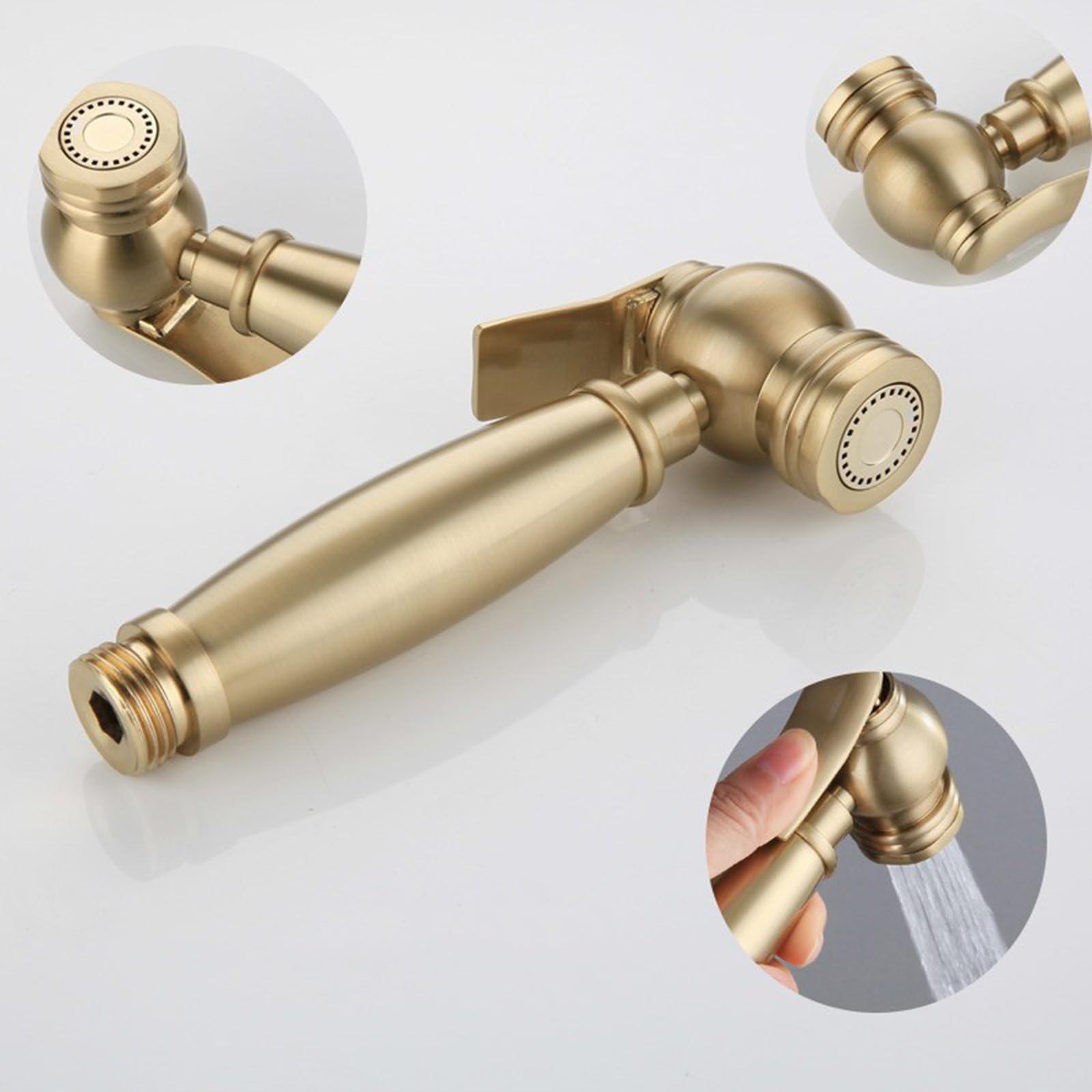 ifgswopq Bidet Sprayer for Toilet Brushed Gold Toilet Spray Hot and Cold Handheld Bidet Toilet Sprayer Jet Kit All Copper Pressurized Flush,Brushed Gold (Brushed Gold)