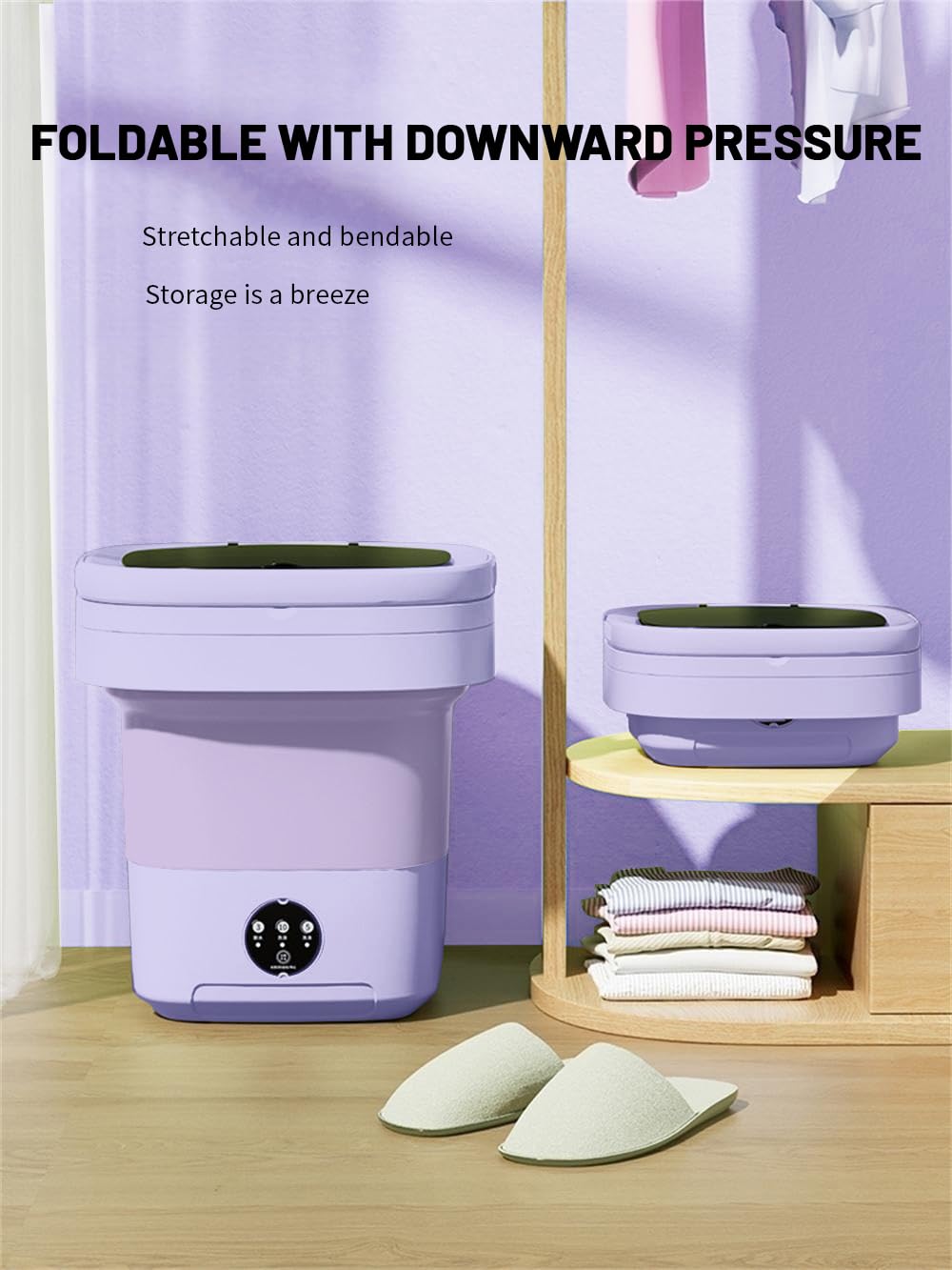 Portable washing machine,Mini Washer,15L upgraded large capacity foldable Washer.Deep cleaning of underwear, baby clothes and other small clothes.Suitable for apartments, dormitories, hotels.(Purple)