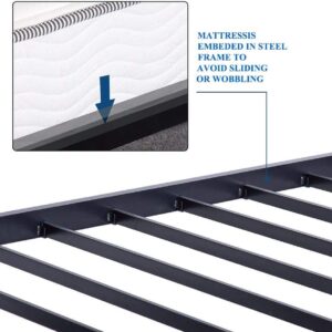 VECELO 14" High Queen Bed Frame/Metal Platform Mattress Foundation/No Box Spring Needed