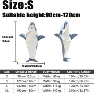 Shark Blanket Hoodie Onesie Adult & Kid, Wearable Shark Blanket, Shark Sleeping Bag, Flannel Soft Cozy Shark Onesie Costume (M)