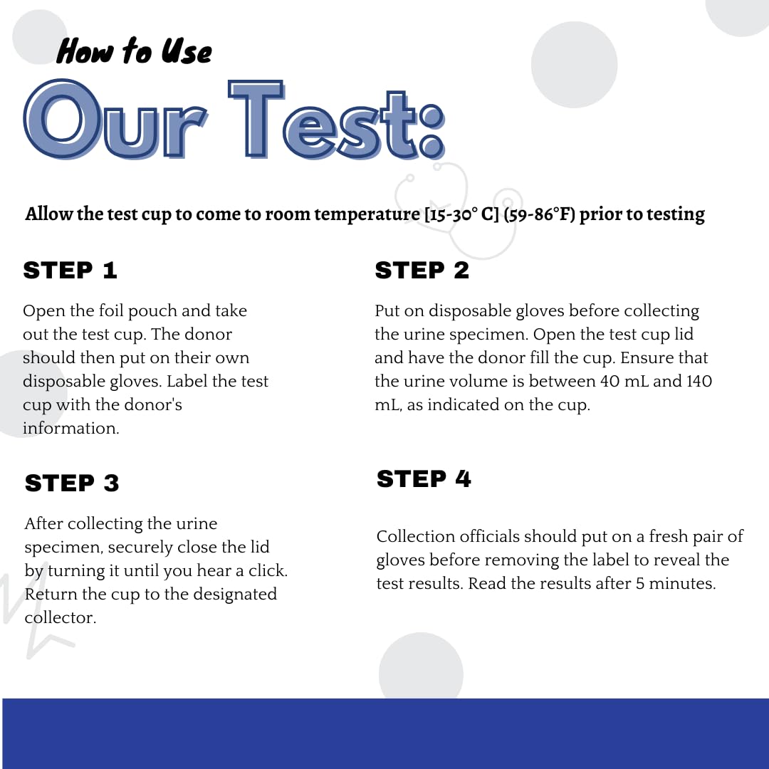 13 Panel Drug Test Kit, Screens for 13 Drugs: AMP, OPI, MET, BZO, COC, MTD, OXY, BUP, MDMA, THC, BAR, TCA, Fen, Buil-in Temperature Strip, Easy-Read (100)