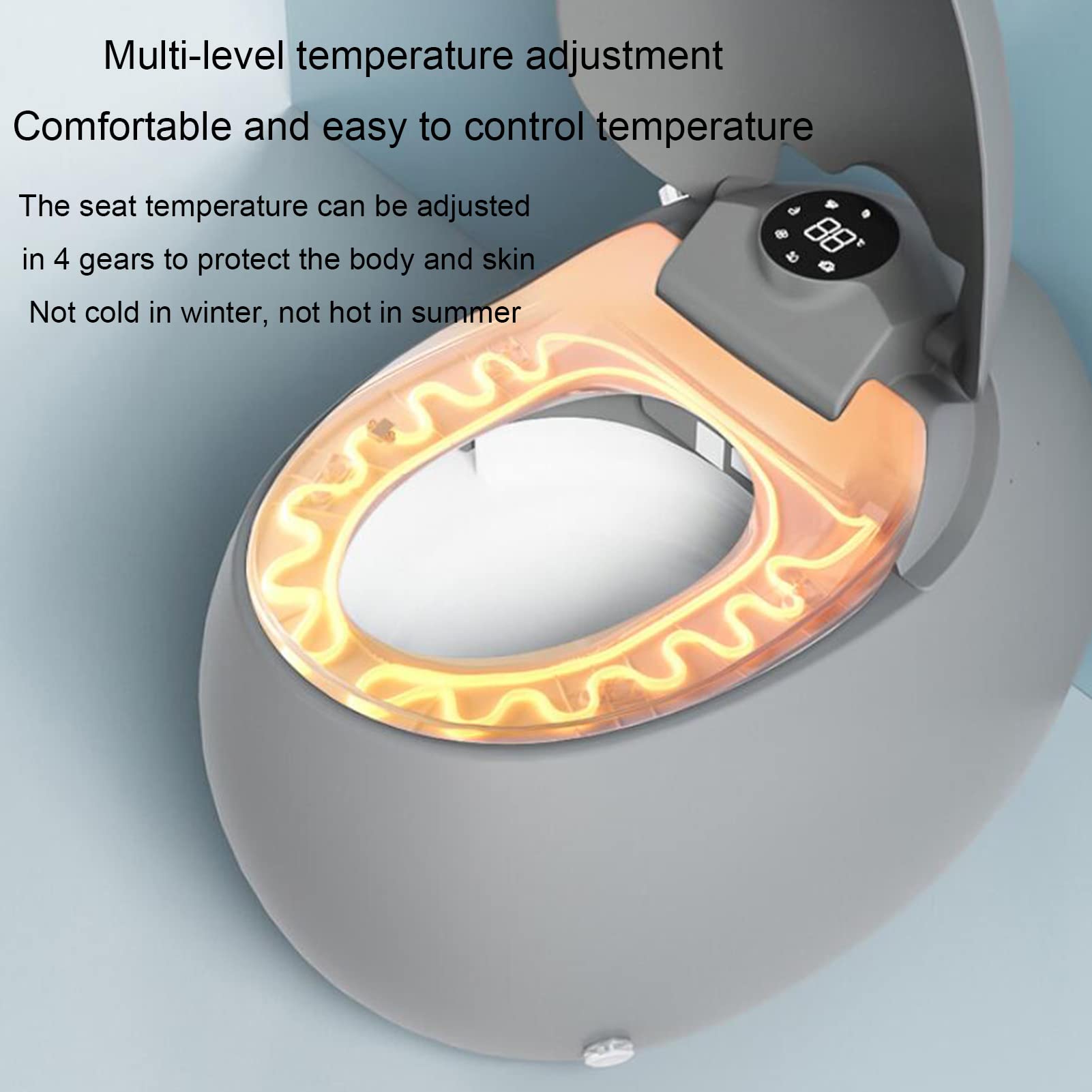 Smart Toilet One Piece Smart Bidet Toilet, Egg-Shaped Ceramic Toilet With Heated, Auto Smart Toilet With Warm Water Sprayer & Dryer (Light Beige 300mm) (White 400mm)