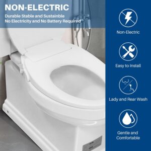 wOod-it Non-Electric Bidets Attachment, Bidet Toilet Seat, Fits Elongated Toilets with Dual Nozzle System, Ambient Water Temperature, Easy Installation