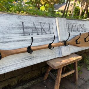 SEUHF Entryway Hook Rack, Rustic Paddle Wall Mounted,Coat Rack for The Lake House, Bathroom Towel Hanger