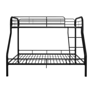 Hollywood Bunk Beds Twin Over Full Size, Heavy Duty Metal Bunk Bed with Safety Guardrails, Angled Ladder, Underbed Storage, 800LBs capacity - for Kids and Teens, Twin over Full Bunk Bed, Black