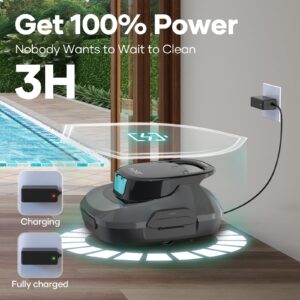 AIPER Cordless Automatic Pool Cleaner, Pool Vacuum with Auto- Parking, Lightweight, Ideal for Above Ground Flat Pool up to 860 sq.ft., Gray