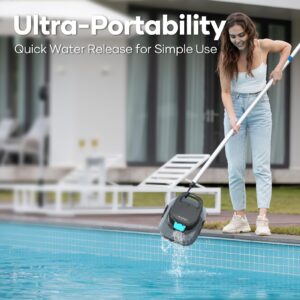 AIPER Cordless Automatic Pool Cleaner, Pool Vacuum with Auto- Parking, Lightweight, Ideal for Above Ground Flat Pool up to 860 sq.ft., Gray