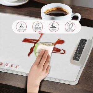 Kitchen Warming Mat for Countertop, 2024 New Food Warming Mat for Buffet, Silicone Electric Heating Tray Roll Up, Electric Warmers for Food Trays Buffet, Flora Food Warmer Mat (White, 15 * 23.6in)