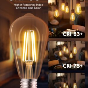 Brightown Vintage LED Edison Bulbs, 6W, Equivalent 60W, High Bright 2700K Warm White,750 Lumens, Non-Dimmable, E26 Medium Base ST58 Antique Filament Bulbs with 83+ CRI for Ceiling Fan Bathroom Porch