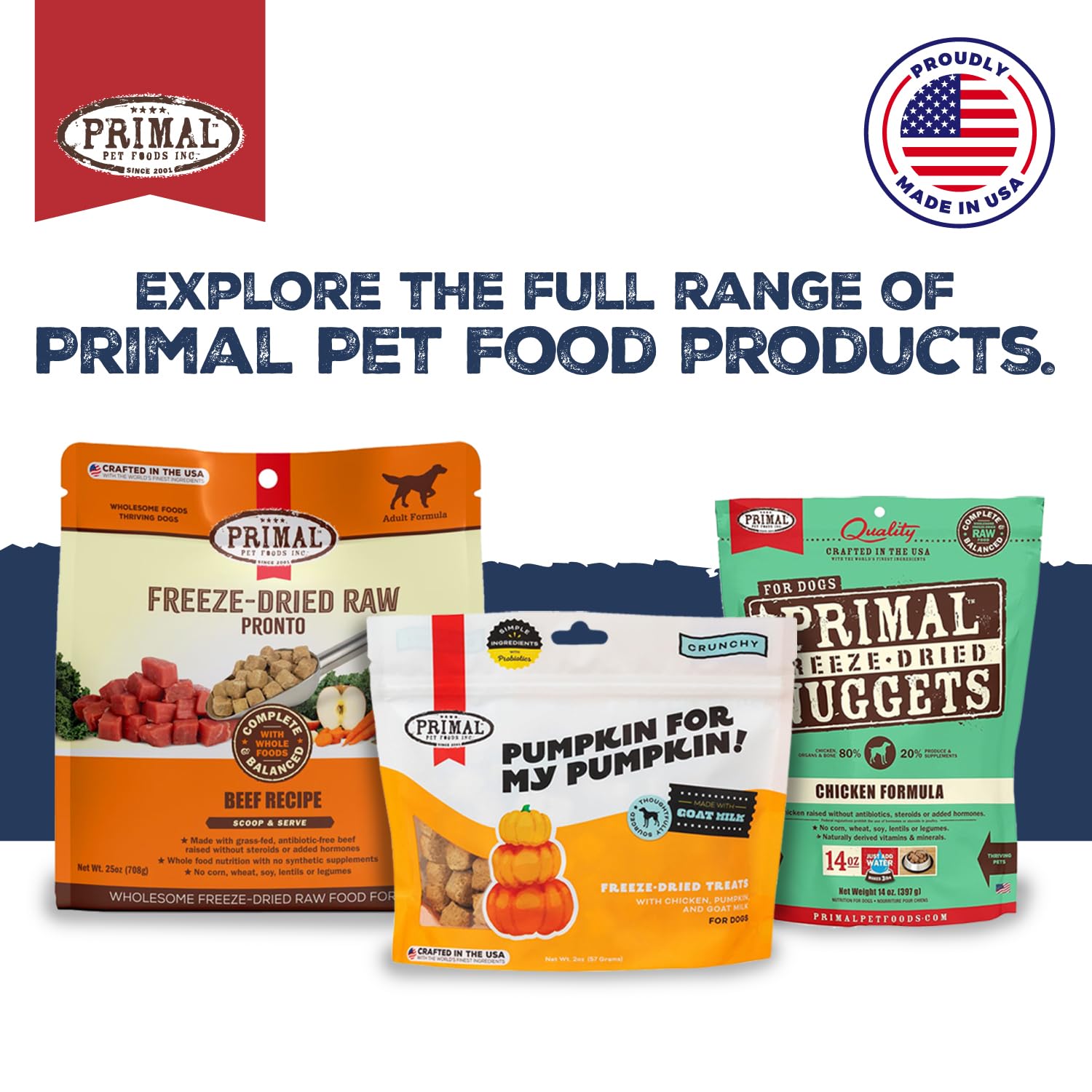 Primal Freeze Dried Dog Bundle, Rabbit Food Nuggets 14oz, Chicken & Pumpkin Treats 2oz, Pork & Maple Treats 2oz, Grain Free, High Protein, High Protein with Probiotics