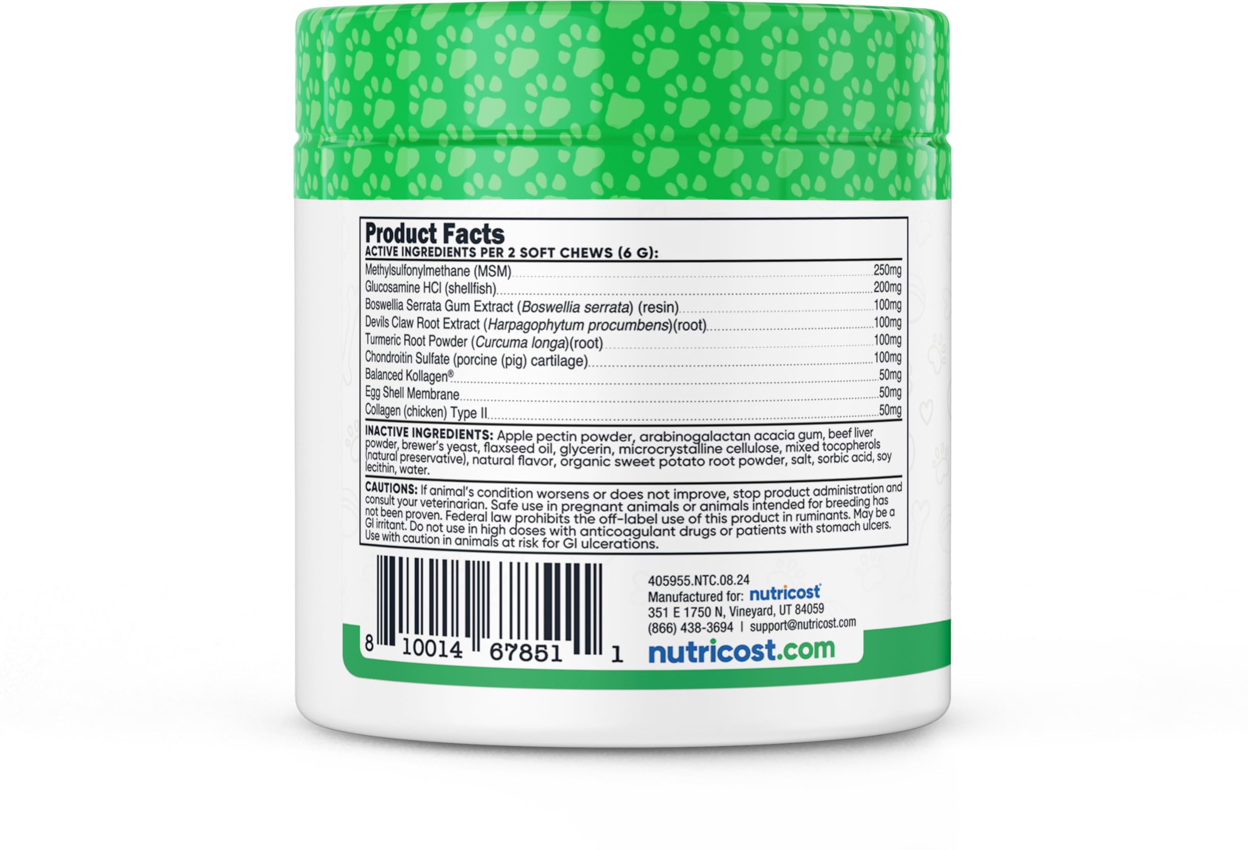 Nutricost Pets Hip & Joint Support Soft Chews for Dogs (Beef Flavored) 60 Soft Chews - Supports Healthy Joints & Mobility, NASC Certified