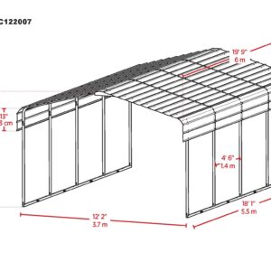 New Yard 12 x 20 x 7 ft Heavy Duty All Steel Carport – All-Weather Steel Canopy Shelter and Steel Frame for Cars, Trucks, Boats, and Outdoor Equipment