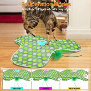 umosis Interactive Cat Toys Rechargeable,Moving Concealed Feathers,Real Mouse Squeaky,Touch Activated Cat Kitten Toy Cat Exercise Toys for Indoor Bored Adult Cats