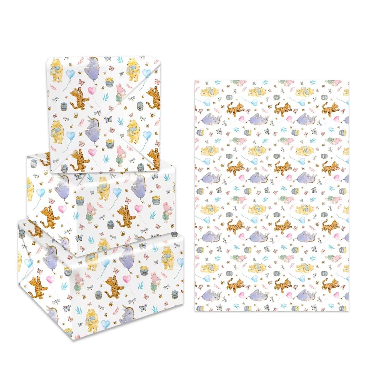 CORODER Winnie Wrapping Paper For Birthdays Party Decoration Party Favors Party Supply DIY Crafts Gift(5 Pack, 29.5 x 19.7in)