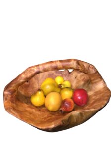 live edge wood basket with handle (large 14-15")