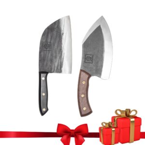 COOLINA The Real Duo Lixy & Promaja High Carbon Steel Knife Set, Butcher's Knife for Meat & Bone, Versatile Chef’s Knife for Chopping & Dicing, Full Tang, Ergonomic Handles, Perfect for BBQ & Grill